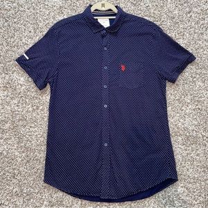 U.S. POLO ASSN. BLACK MALLET Men’s Blue Button Up Short Sleeve Shirt